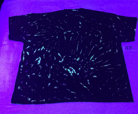 Discharged MidNight UV-Glow 4X Tie-Dye Pleated Scrunch Tee