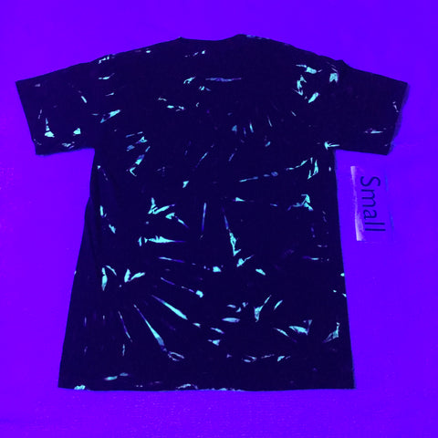 Discharged MidNight UV-Glow Tie-Dye Adult Small Scrunch Tee