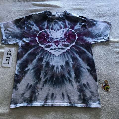 Adult Large Time Warp Heart ~ Inclined Ice-Dyed Tee