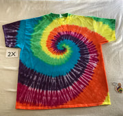2X Tie-Dye Rainbow Spiral tee