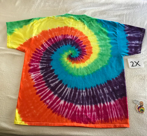2X Tie-Dye Rainbow Spiral tee