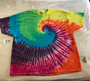 3X Tie-Dye Rainbow Spiral tee