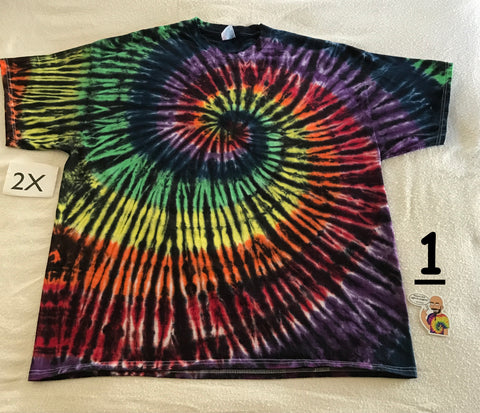 2X Tie-Dye Midnight Rainbow Spiral tee