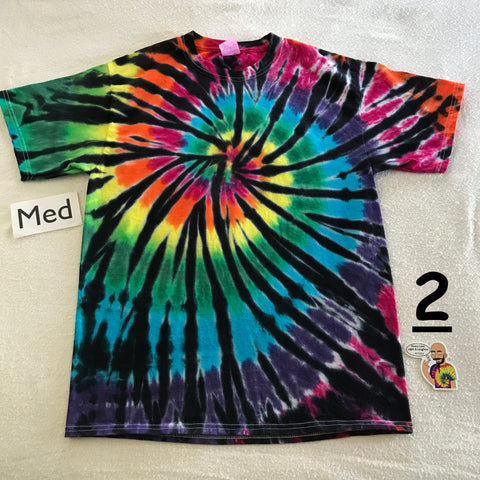 Adult Medium Tie-Dye Midnight Rainbow Spiral