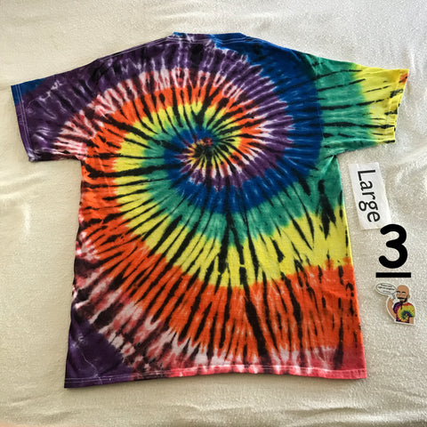 Adult Large Tie-Dye Midnight Rainbow Spiral tee