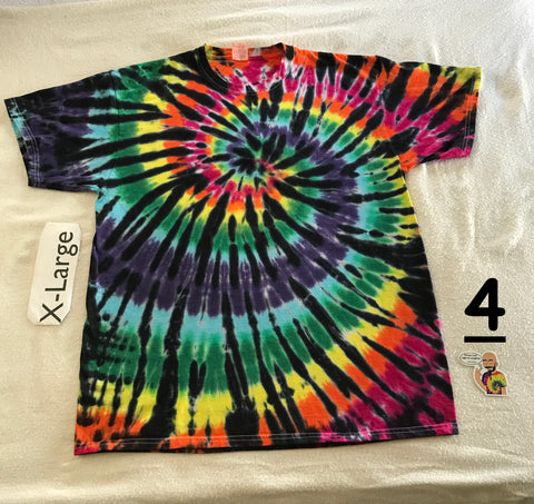 XL Tie-Dye Midnight Rainbow Spiral tee