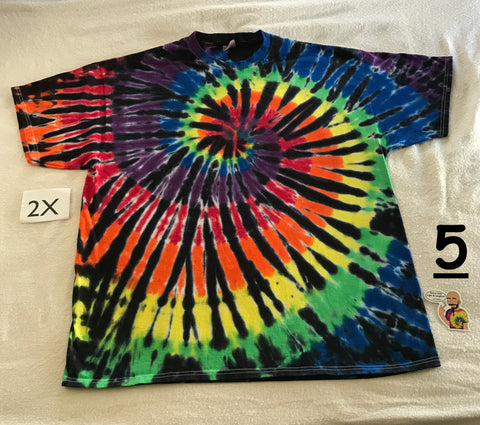 2X Tie-Dyed Midnight Rainbow Spiral tee