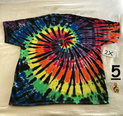 2X Tie-Dyed Midnight Rainbow Spiral tee