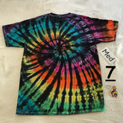 Adult Medium Tie-Dyed Midnight Rainbow Spiral tee