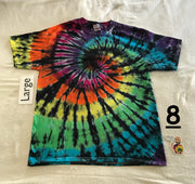 Adult Large Tie-Dyed Midnight Rainbow Spiral tee