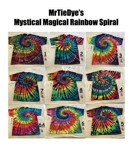 XL Tie-Dyed Midnight Rainbow Spiral tee