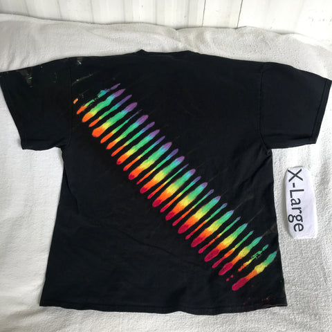 Adult XL Discharged Tie-Dye Rainbow Lines
