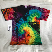 Discharged & Tie-Dyed Adult Medium Double Rainbow Spiral tee