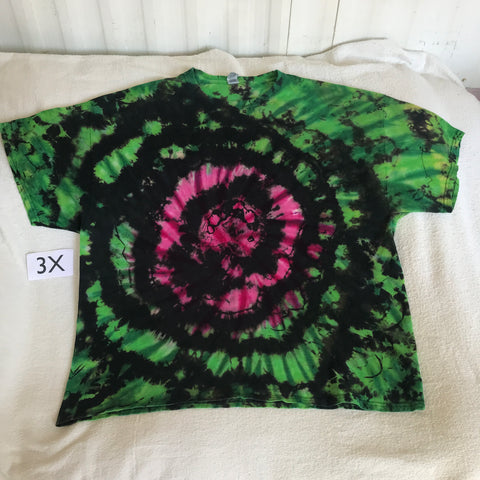 3X Discharged and Tie-Dyed Rose Tee
