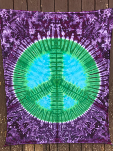 Tie-Dye Green Peace Sign Tapestry