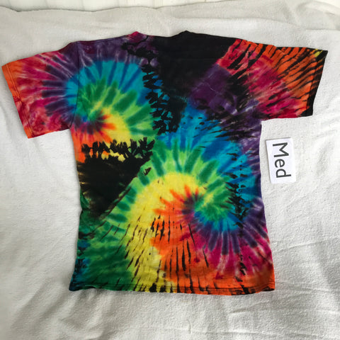 Discharged & Tie-Dyed Adult Medium Double Rainbow Spiral tee