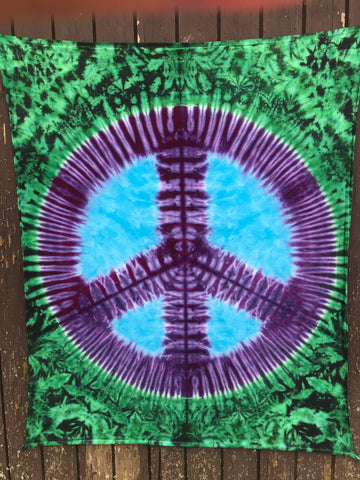 Tie-Dye Purple Peace Sign Tapestry
