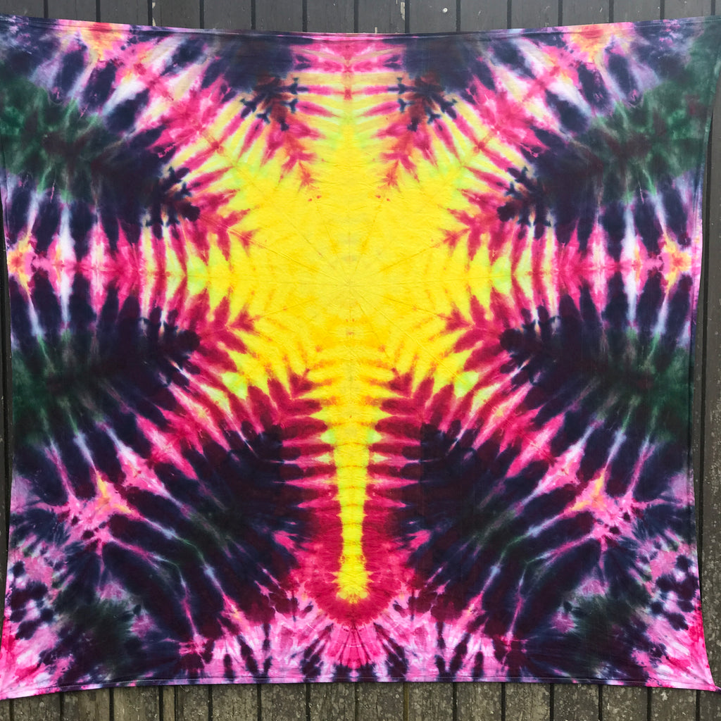 Neon Pink and Yellow Radio Spiral Tie-dye T-shirt