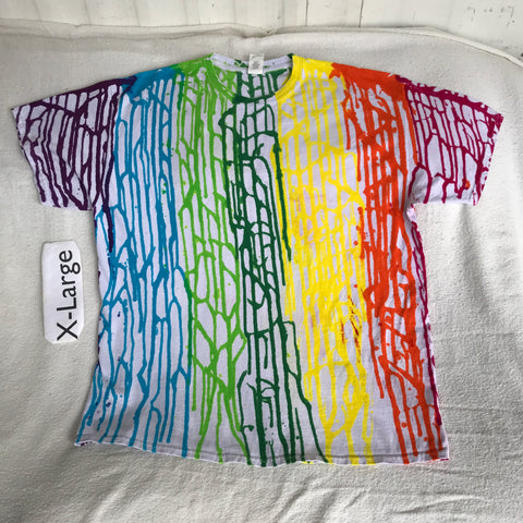 Adult XL Rainbow Drip Tie-Dye Tee