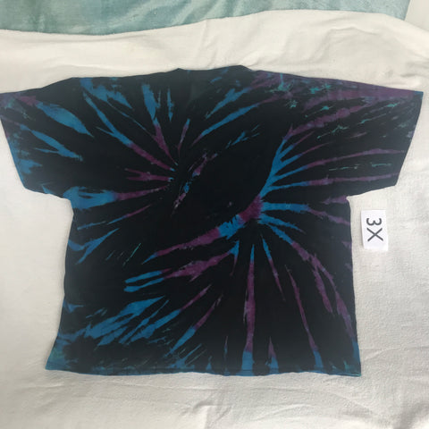 3X Discharged & Tie-Dyed Tee in Blue & Purple