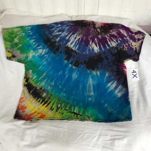4X Discharged & Tie-Dyed Candy Cane Rainbow Spiral tee