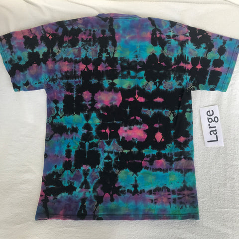 Adult Large Discharged & Tie-Dyed Glitch tee