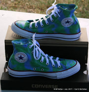 Men sz 5 Hand Dyed Blue and Green Converse Sneakers Hi Top Women sz 7