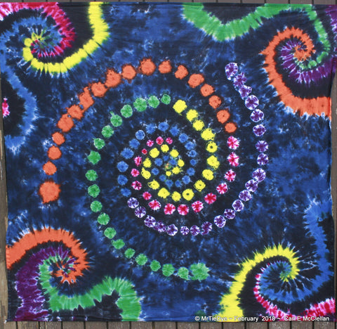 Rainbow Orbs Spiral Tie-Dye Tapestry