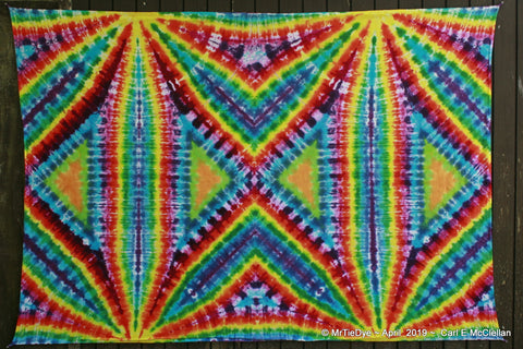 Rainbow Radio-Waves Tie-Dye Tapestry