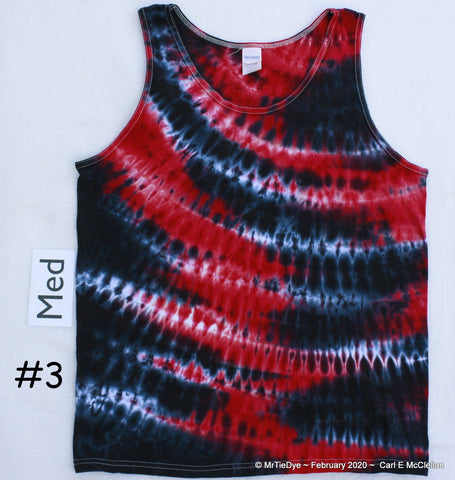 Adult Medium Tie Dye Trippy Ripple Tank #3 in Black & Red