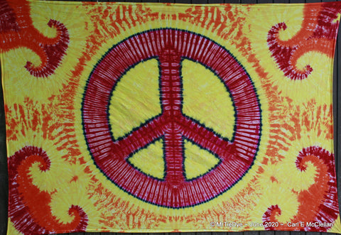 Tie-Dye Peace Sign Tapestry in Fire colors