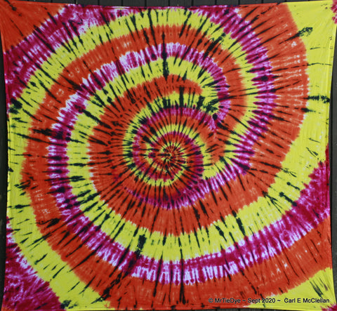 Tie-Dye Backwards Spiral Tapestry in Fire Colors