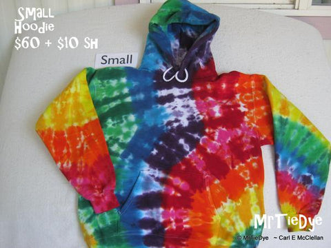 Adult Small Tie-Dyed Rainbow Scrunch Hoodie